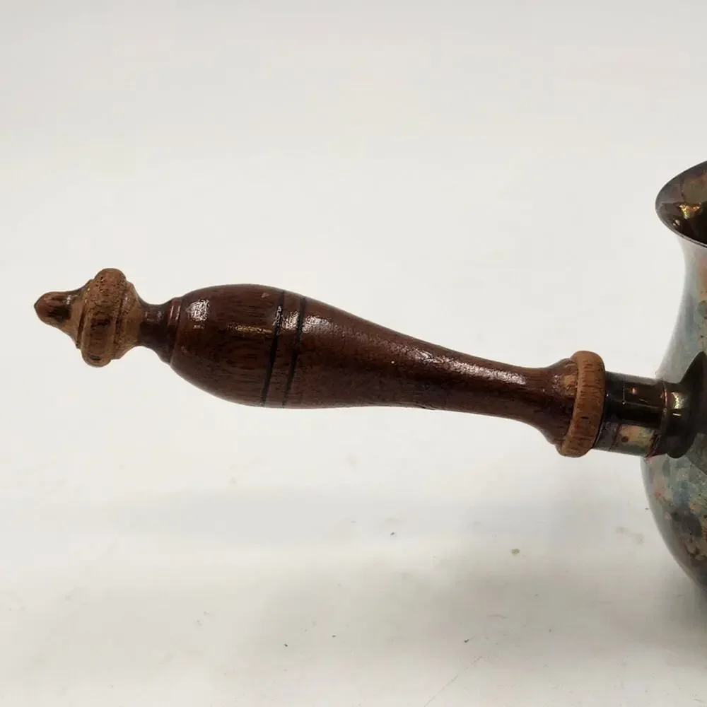 Silver Plate Brandy Warmer Wood Handle Curio Cabinet Co Vintage Barware